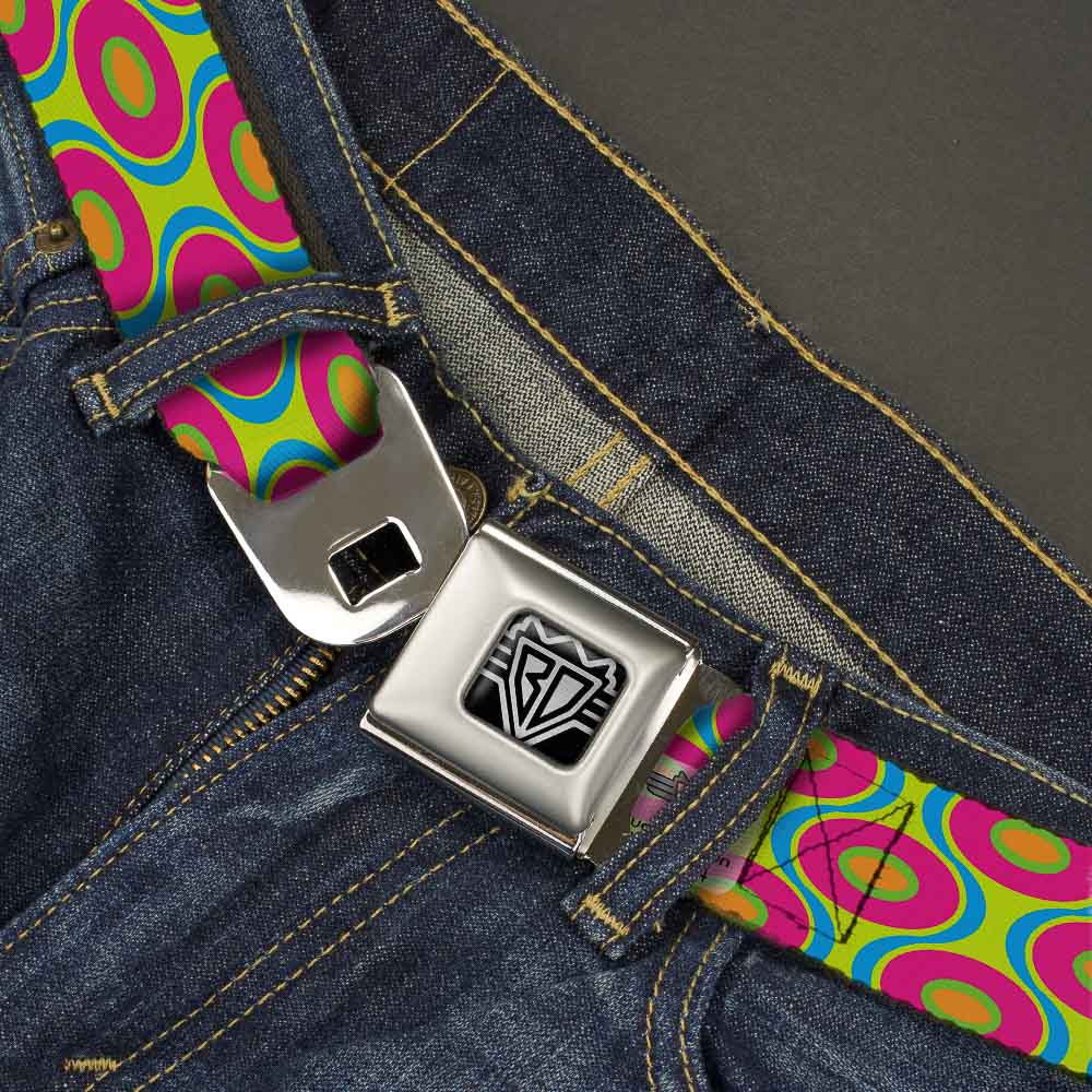 BD Wings Logo CLOSE-UP Full Color Black Silver Seatbelt Belt - Ogee Lime/Blue/Fuchsia/Orange Webbing Seatbelt Belts Buckle-Down