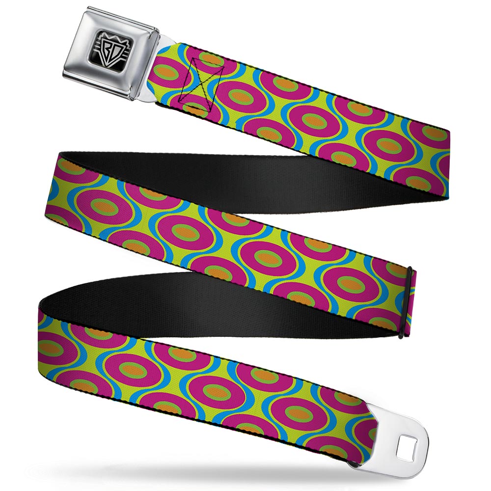 BD Wings Logo CLOSE-UP Full Color Black Silver Seatbelt Belt - Ogee Lime/Blue/Fuchsia/Orange Webbing Seatbelt Belts Buckle-Down
