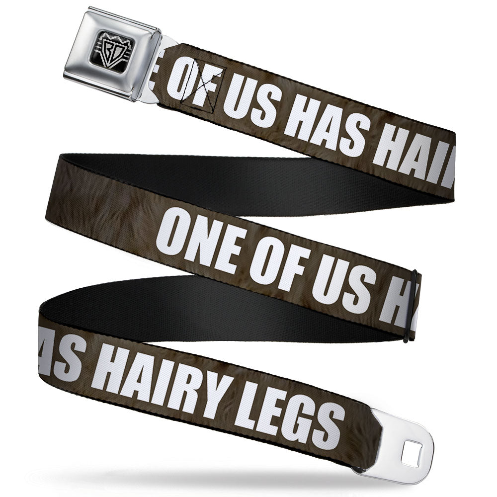 Seatbelt Belt - ONE OF US HAS HAIRY LEGS/Fur Tan/White Seatbelt Belts Buckle-Down