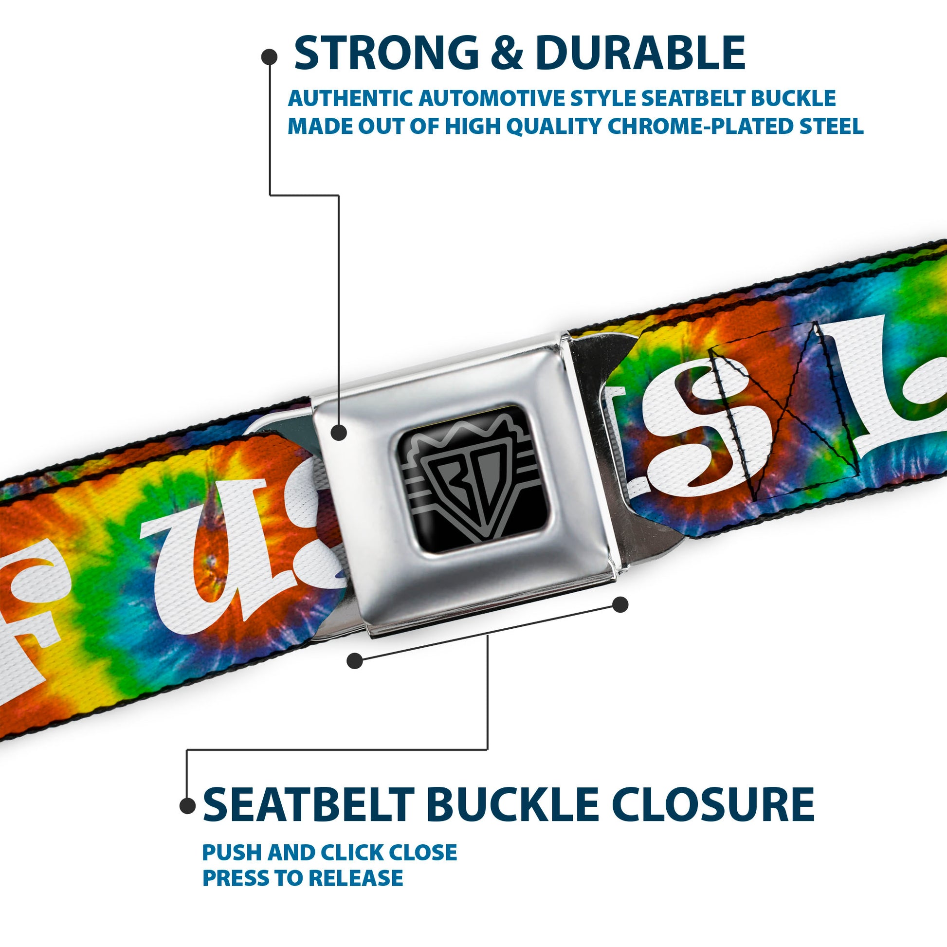 Seatbelt Belt - ONE OF US LIKES GRASS/Tie Dye Multi Color/White Seatbelt Belts Buckle-Down