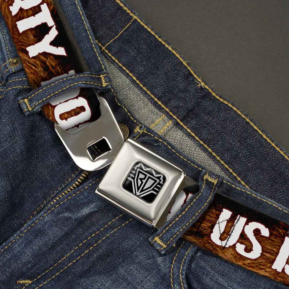 Seatbelt Belt - ONE OF US IS A DIRTY DOG/Fur Brown/White Seatbelt Belts Buckle-Down