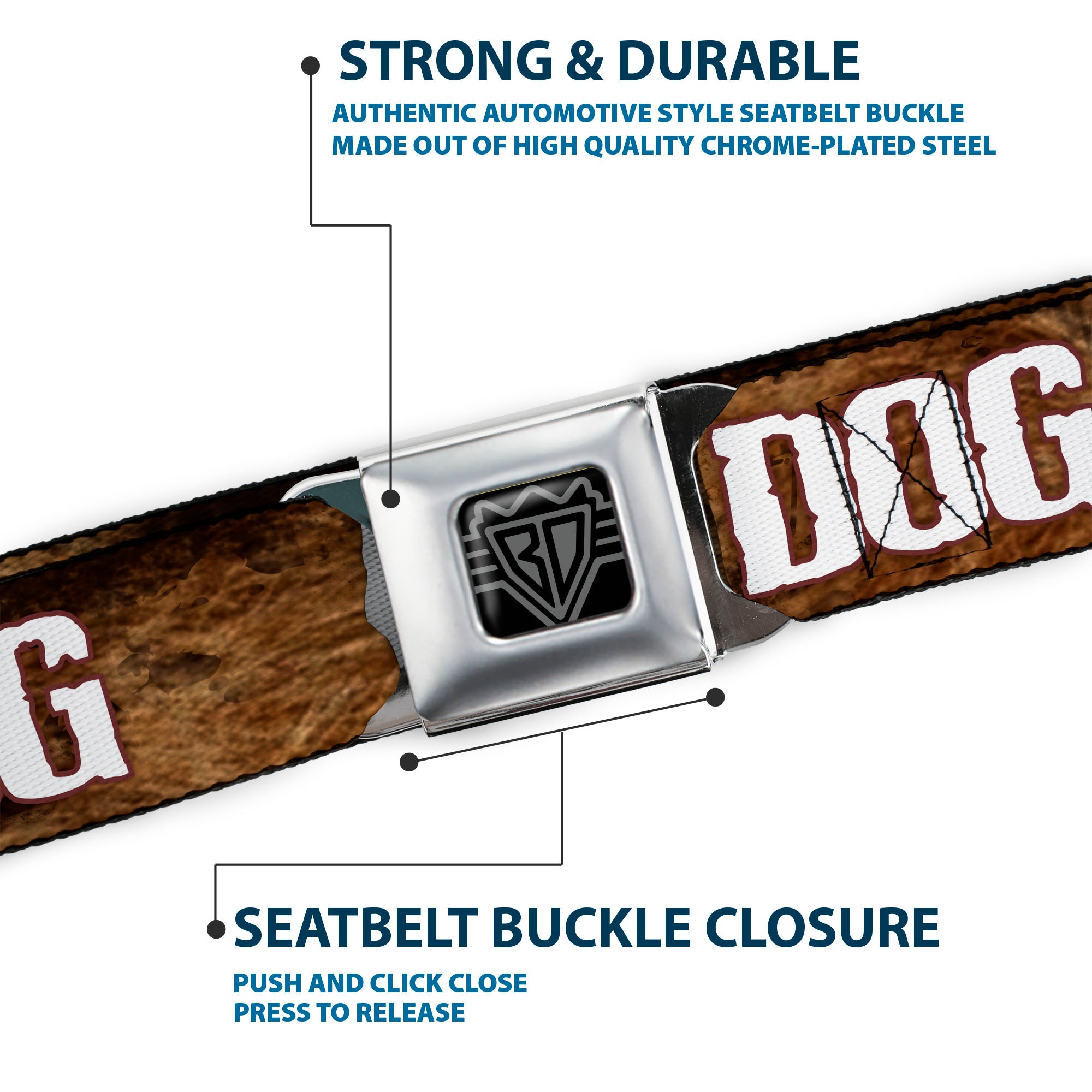 Seatbelt Belt - ONE OF US IS A DIRTY DOG/Fur Brown/White Seatbelt Belts Buckle-Down