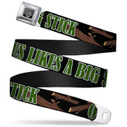 BD Wings Logo CLOSE-UP Full Color Black Silver Seatbelt Belt - ONE OF US LIKES BIG STICKS/Sticks Black/Brown/Green Webbing Seatbelt Belts Buckle-Down