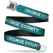 BD Wings Logo CLOSE-UP Full Color Black Silver Seatbelt Belt - ORANGE COUNTY/Palm Trees Blue/Brown/Light Blue Webbing Seatbelt Belts Buckle-Down