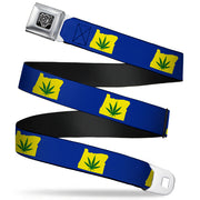 BD Wings Logo CLOSE-UP Full Color Black Silver Seatbelt Belt - Oregon State Silhouette/Marijuana Leaf Blue/Yellow/Green Webbing Seatbelt Belts Buckle-Down