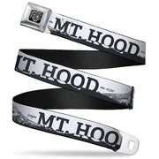 BD Wings Logo CLOSE-UP Full Color Black Silver Seatbelt Belt - Oregon MT. HOOD Scenery White/Grays Webbing Seatbelt Belts Buckle-Down