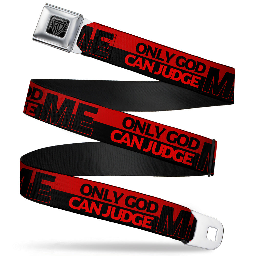 BD Wings Logo CLOSE-UP Full Color Black Silver Seatbelt Belt - ONLY GOD CAN JUDGE ME/Stripe Red/Black/Red Webbing Seatbelt Belts Buckle-Down