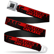 BD Wings Logo CLOSE-UP Full Color Black Silver Seatbelt Belt - ONLY GOD CAN JUDGE ME/Stripe Red/Black/Red Webbing Seatbelt Belts Buckle-Down