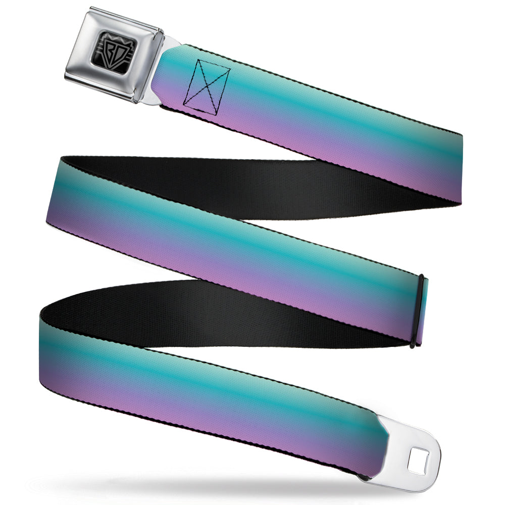 BD Wings Logo CLOSE-UP Full Color Black Silver Seatbelt Belt - Ombre Blue-Green/Purple Webbing Seatbelt Belts Buckle-Down