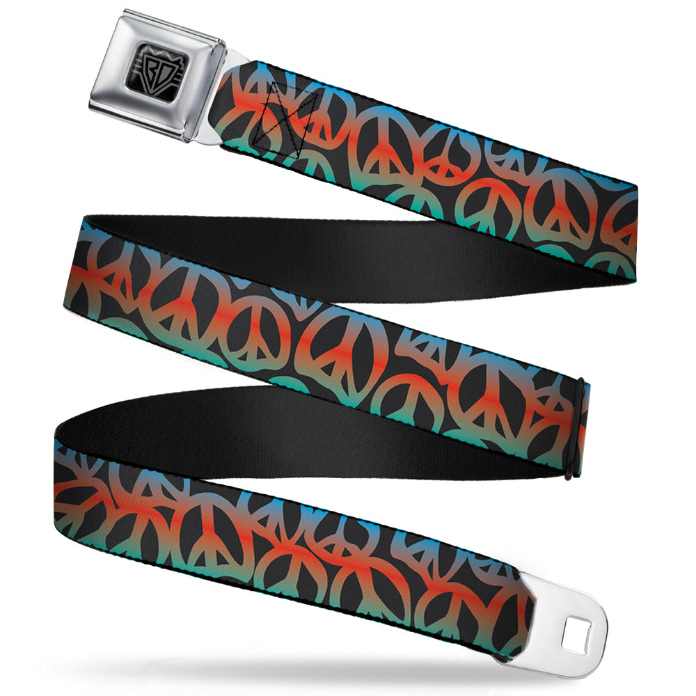 BD Wings Logo CLOSE-UP Full Color Black Silver Seatbelt Belt - Peace Black/Multi Color Webbing Seatbelt Belts Buckle-Down