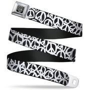 BD Wings Logo CLOSE-UP Full Color Black Silver Seatbelt Belt - Peace Black/White Webbing Seatbelt Belts Buckle-Down