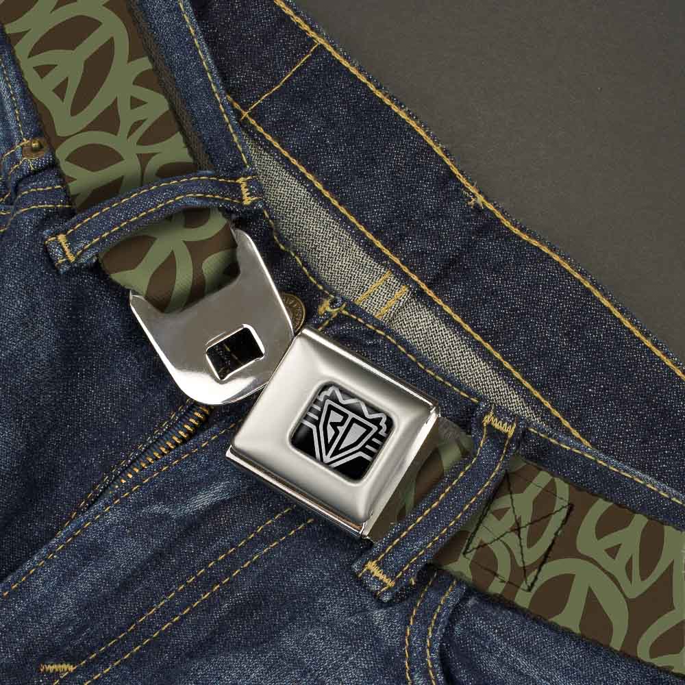 BD Wings Logo CLOSE-UP Full Color Black Silver Seatbelt Belt - Peace Brown/Olive Webbing Seatbelt Belts Buckle-Down