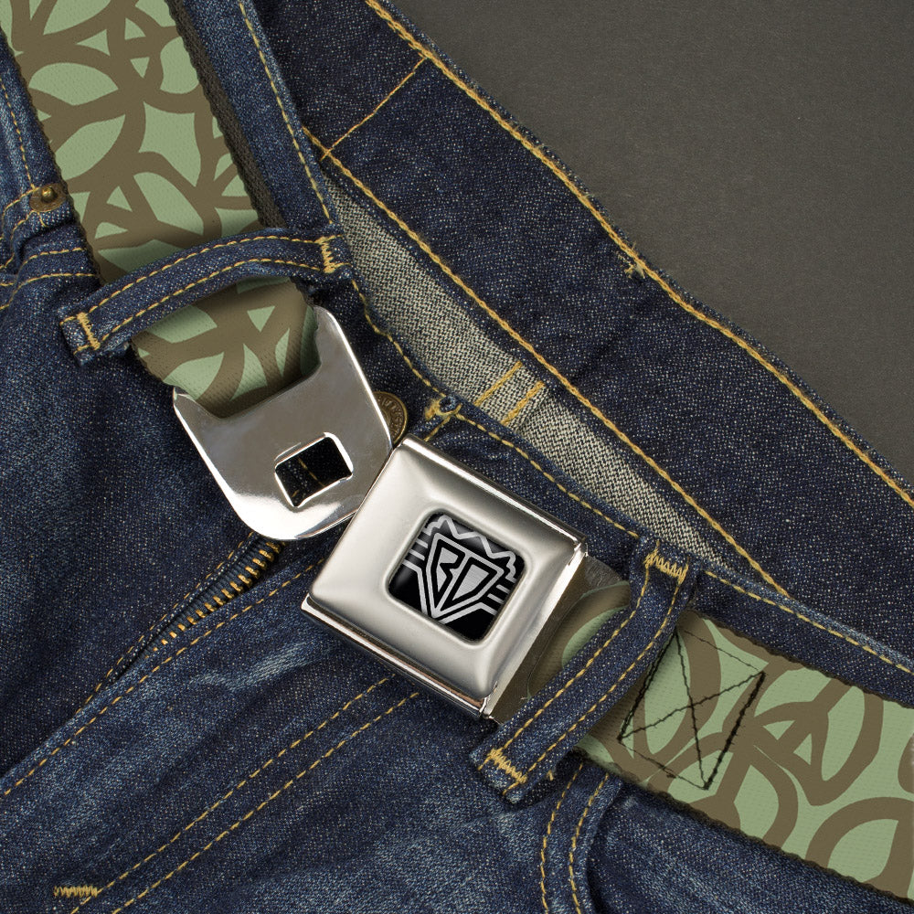BD Wings Logo CLOSE-UP Full Color Black Silver Seatbelt Belt - Peace Sage/Olive Webbing Seatbelt Belts Buckle-Down