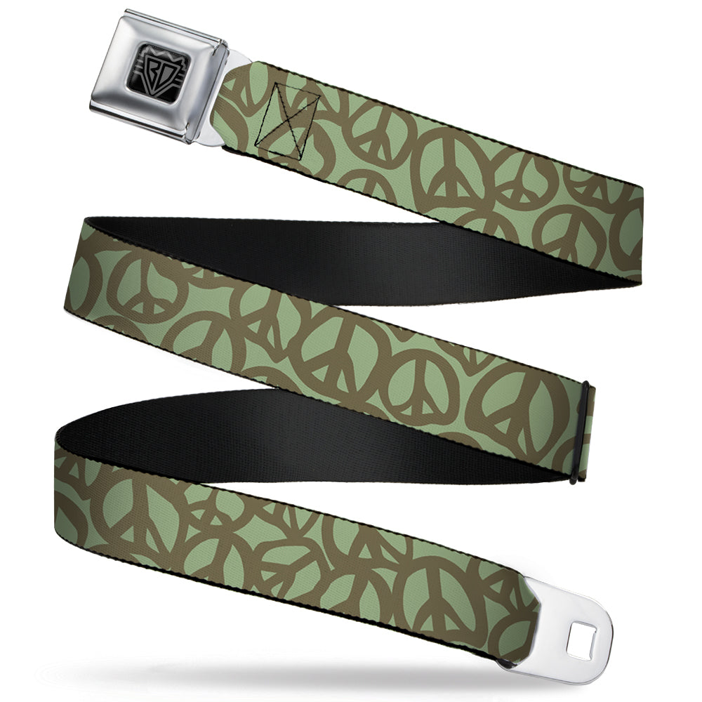 BD Wings Logo CLOSE-UP Full Color Black Silver Seatbelt Belt - Peace Sage/Olive Webbing Seatbelt Belts Buckle-Down