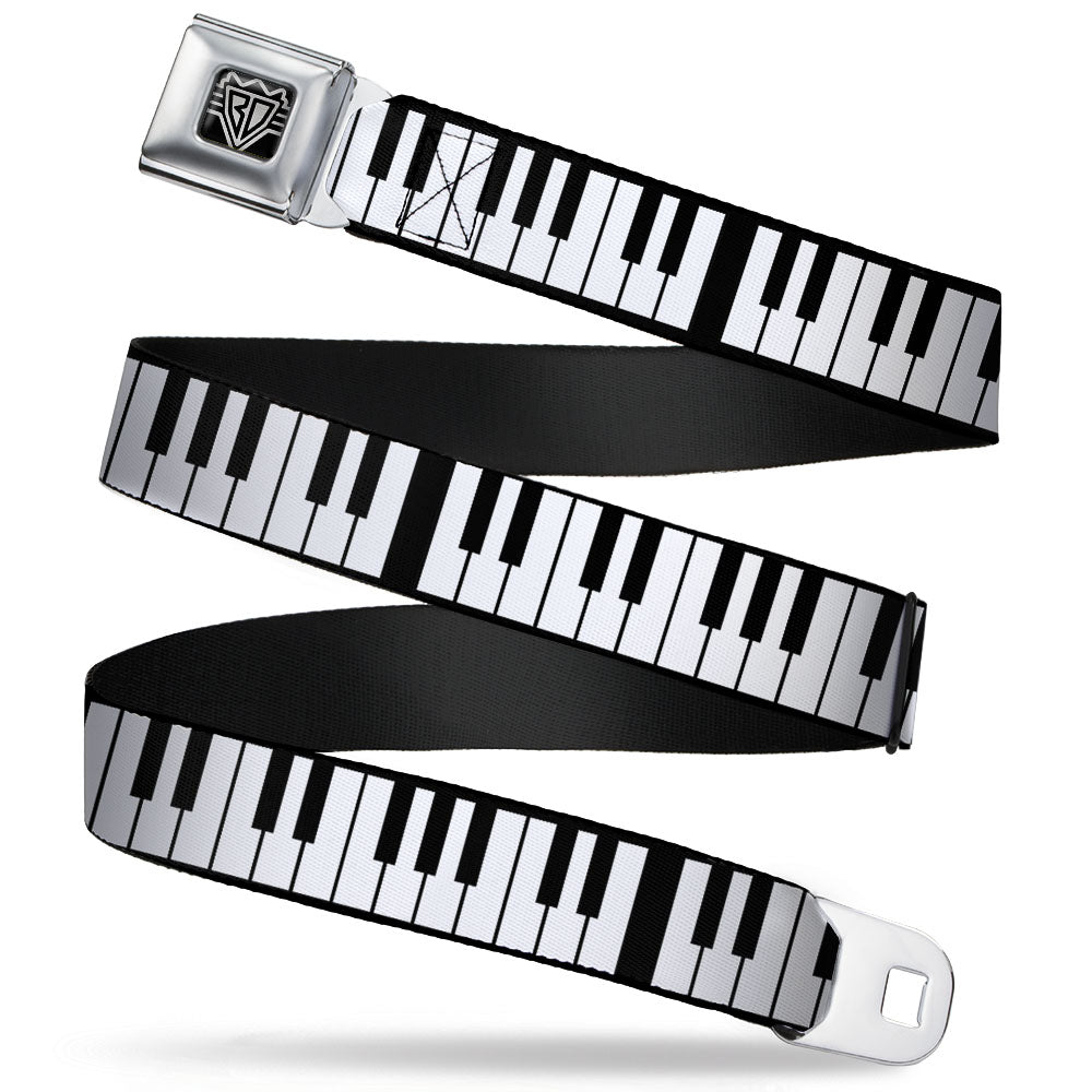 BD Wings Logo CLOSE-UP Full Color Black Silver Seatbelt Belt - Piano Keys Webbing Seatbelt Belts Buckle-Down