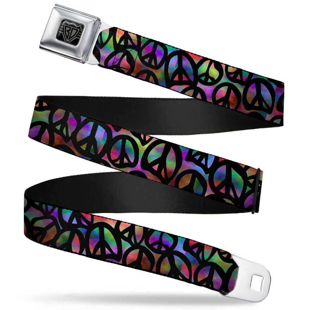 BD Wings Logo CLOSE-UP Full Color Black Silver Seatbelt Belt - Peace Psychedelic Webbing Seatbelt Belts Buckle-Down