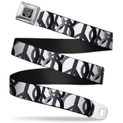 BD Wings Logo CLOSE-UP Full Color Black Silver Seatbelt Belt - Peace Dots White/Black Webbing Seatbelt Belts Buckle-Down