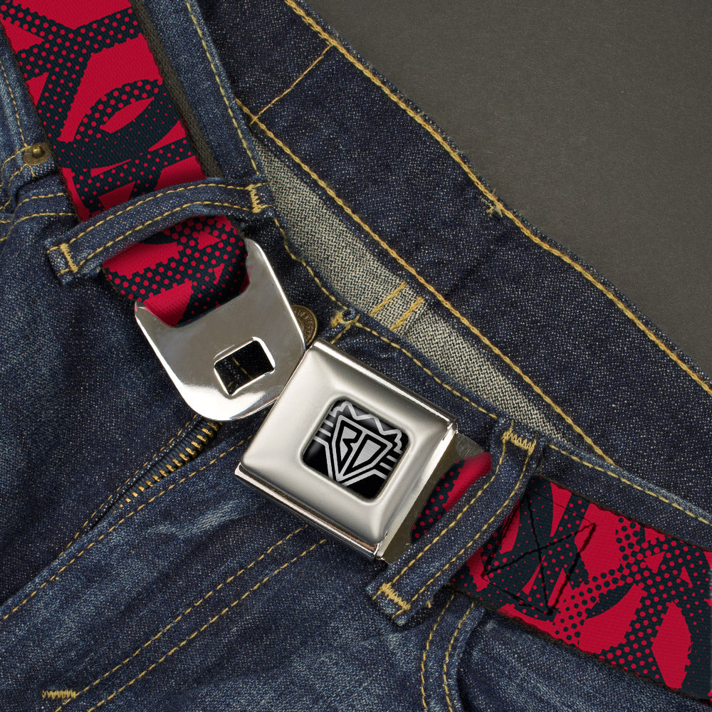 BD Wings Logo CLOSE-UP Full Color Black Silver Seatbelt Belt - Peace Dots Black/Fuchsia Webbing Seatbelt Belts Buckle-Down