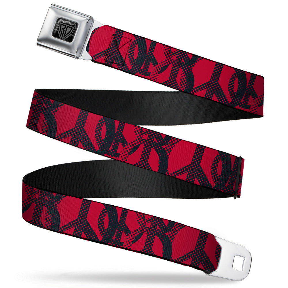 BD Wings Logo CLOSE-UP Full Color Black Silver Seatbelt Belt - Peace Dots Black/Fuchsia Webbing Seatbelt Belts Buckle-Down