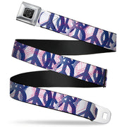 BD Wings Logo CLOSE-UP Full Color Black Silver Seatbelt Belt - Peace Mixed White/Blue/Pink Webbing Seatbelt Belts Buckle-Down