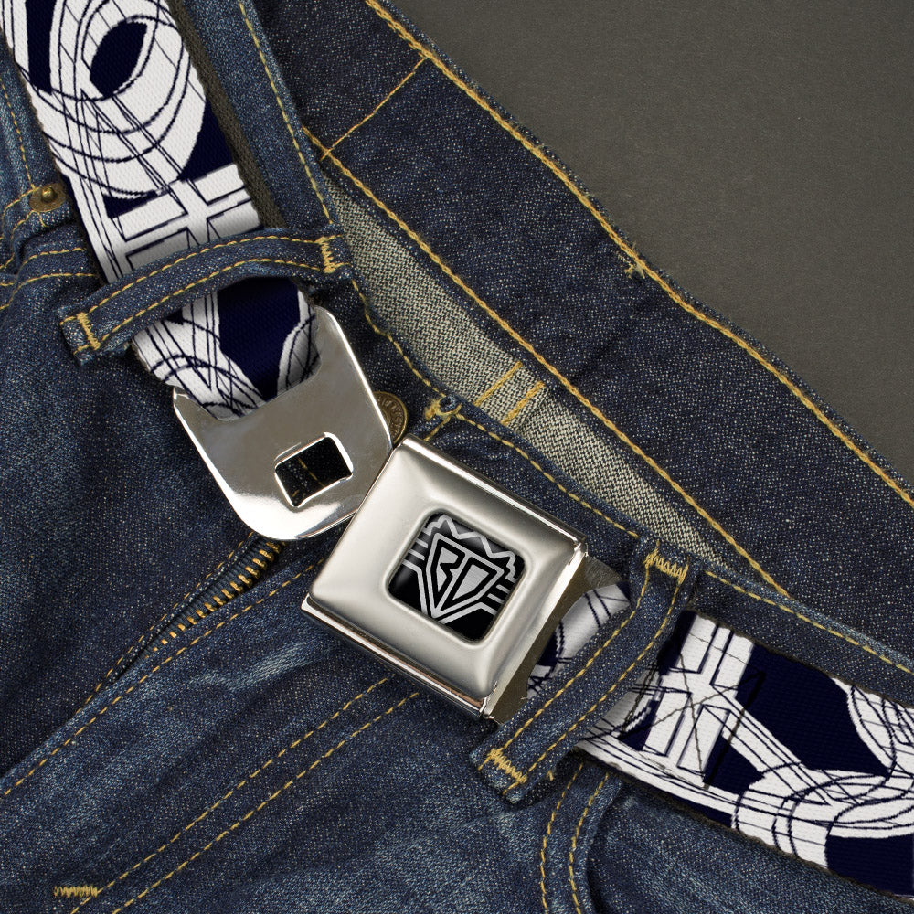 BD Wings Logo CLOSE-UP Full Color Black Silver Seatbelt Belt - Peace Sketch Black/White Webbing Seatbelt Belts Buckle-Down