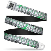 BD Wings Logo CLOSE-UP Full Color Black Silver Seatbelt Belt - Plaid Curls White/Black/Gray/Green Webbing Seatbelt Belts Buckle-Down