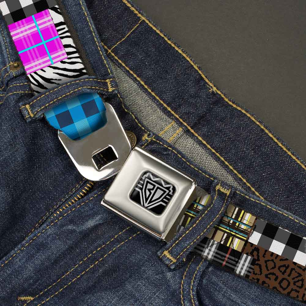 BD Wings Logo CLOSE-UP Full Color Black Silver Seatbelt Belt - Plaid & Animal Skins Webbing Seatbelt Belts Buckle-Down