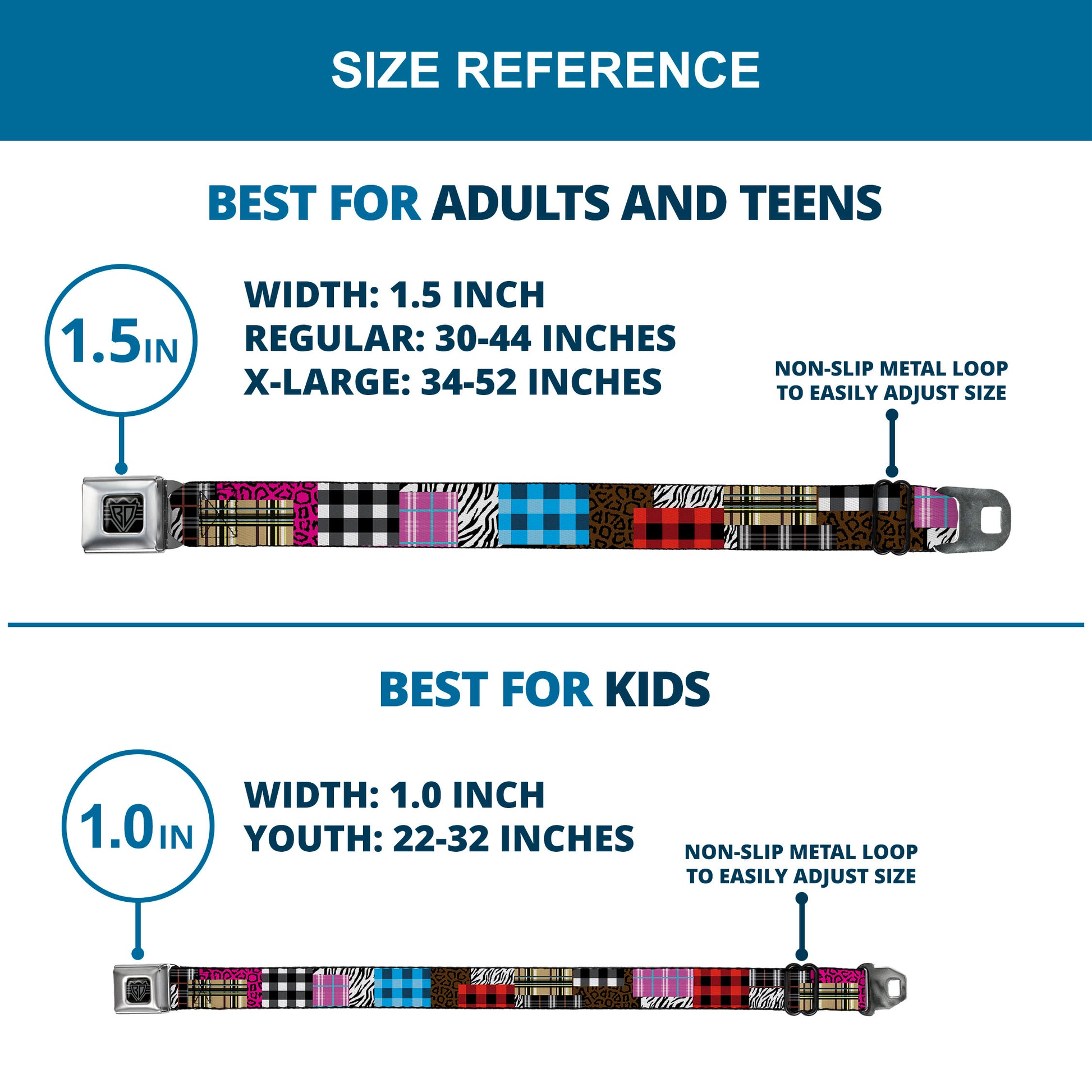 BD Wings Logo CLOSE-UP Full Color Black Silver Seatbelt Belt - Plaid & Animal Skins Webbing Seatbelt Belts Buckle-Down