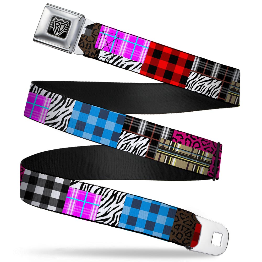 BD Wings Logo CLOSE-UP Full Color Black Silver Seatbelt Belt - Plaid & Animal Skins Webbing Seatbelt Belts Buckle-Down