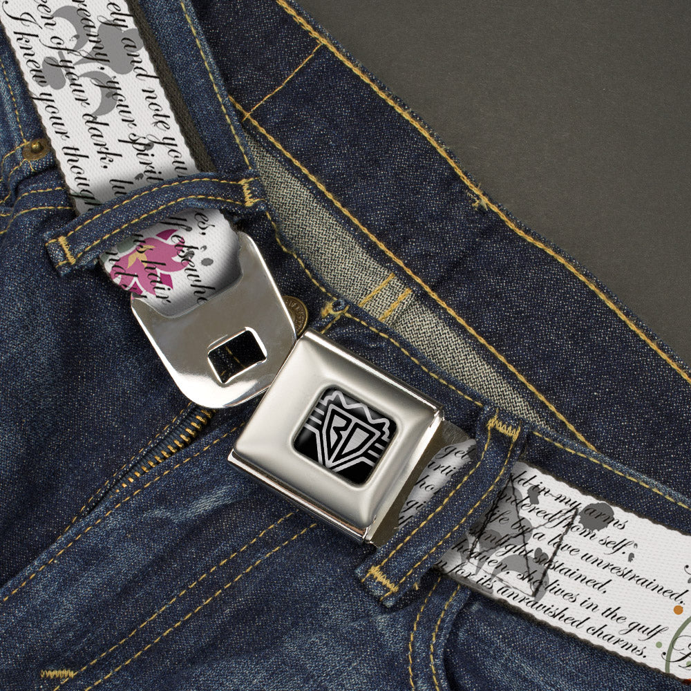 BD Wings Logo CLOSE-UP Full Color Black Silver Seatbelt Belt - Poems Webbing Seatbelt Belts Buckle-Down