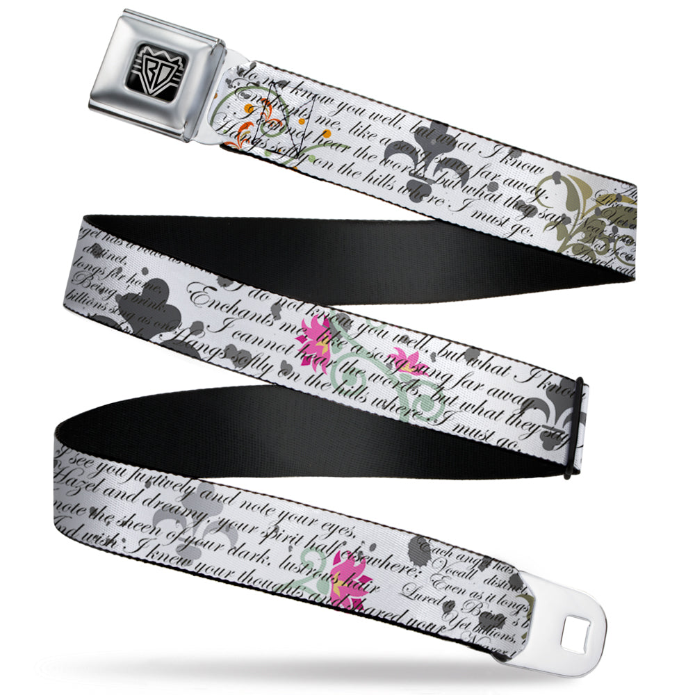 BD Wings Logo CLOSE-UP Full Color Black Silver Seatbelt Belt - Poems Webbing Seatbelt Belts Buckle-Down
