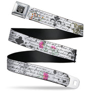 BD Wings Logo CLOSE-UP Full Color Black Silver Seatbelt Belt - Poems Webbing Seatbelt Belts Buckle-Down