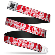 BD Wings Logo CLOSE-UP Full Color Black Silver Seatbelt Belt - Peace Sketch Red/White Webbing Seatbelt Belts Buckle-Down