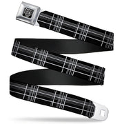 BD Wings Logo CLOSE-UP Full Color Black Silver Seatbelt Belt - Plaid Black/Gray Webbing Seatbelt Belts Buckle-Down