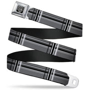 BD Wings Logo CLOSE-UP Full Color Black Silver Seatbelt Belt - Plaid Gray/Black/White Webbing Seatbelt Belts Buckle-Down