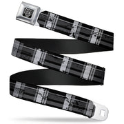BD Wings Logo CLOSE-UP Full Color Black Silver Seatbelt Belt - Plaid Weathered Black/Gray/White Webbing Seatbelt Belts Buckle-Down