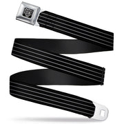 BD Wings Logo CLOSE-UP Full Color Black Silver Seatbelt Belt - Pinstripes Black/Gray Webbing Seatbelt Belts Buckle-Down