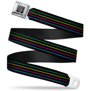 BD Wings Logo CLOSE-UP Full Color Black Silver Seatbelt Belt - Pinstripes Black/Multi Color Webbing Seatbelt Belts Buckle-Down