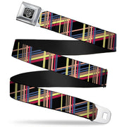 BD Wings Logo CLOSE-UP Full Color Black Silver Seatbelt Belt - Plaid Black/Yellow/Red/Blue/Orange Webbing Seatbelt Belts Buckle-Down