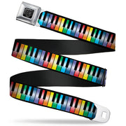 BD Wings Logo CLOSE-UP Full Color Black Silver Seatbelt Belt - Piano Keys Rainbow Webbing Seatbelt Belts Buckle-Down