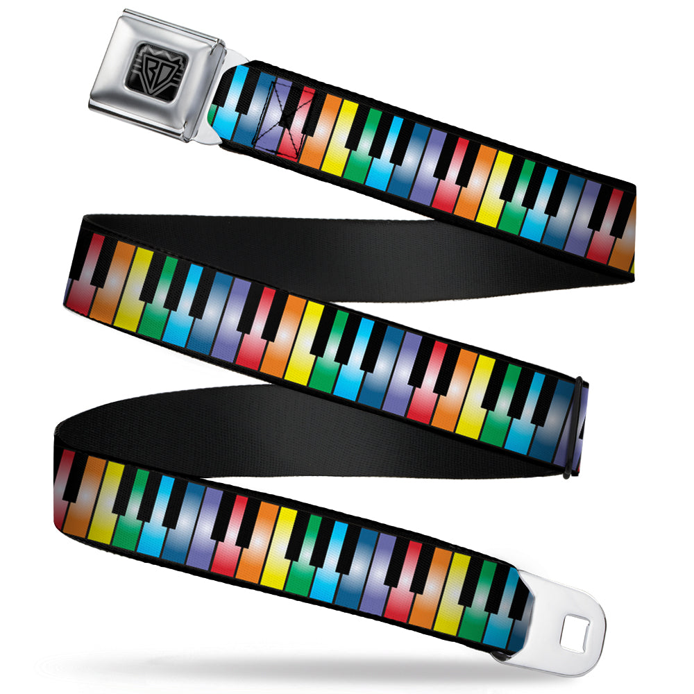 BD Wings Logo CLOSE-UP Full Color Black Silver Seatbelt Belt - Piano Keys Rainbow Webbing Seatbelt Belts Buckle-Down
