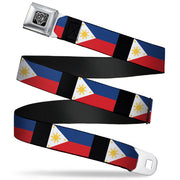BD Wings Logo CLOSE-UP Full Color Black Silver Seatbelt Belt - Philippines Flags Webbing Seatbelt Belts Buckle-Down