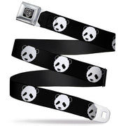 BD Wings Logo CLOSE-UP Full Color Black Silver Seatbelt Belt - Panda Bear Repeat Webbing Seatbelt Belts Buckle-Down