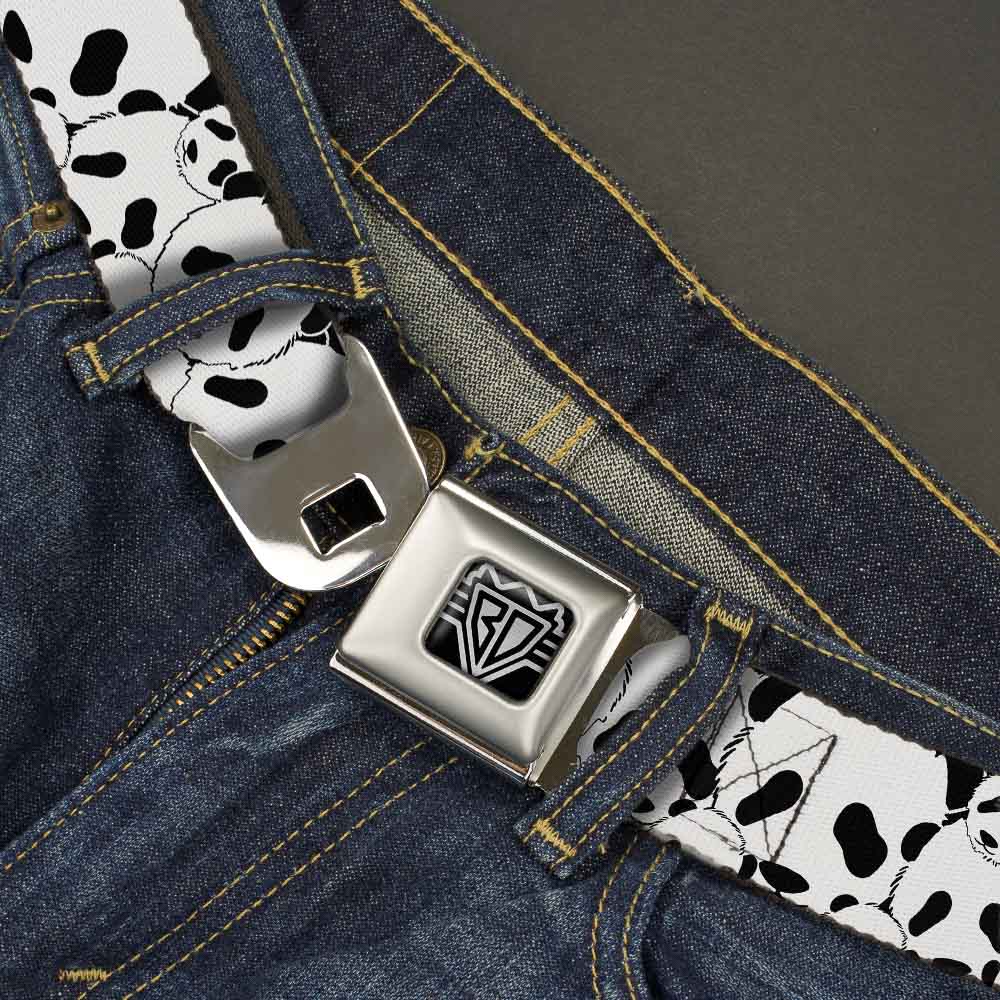 BD Wings Logo CLOSE-UP Full Color Black Silver Seatbelt Belt - Panda Bear Stacked Webbing Seatbelt Belts Buckle-Down