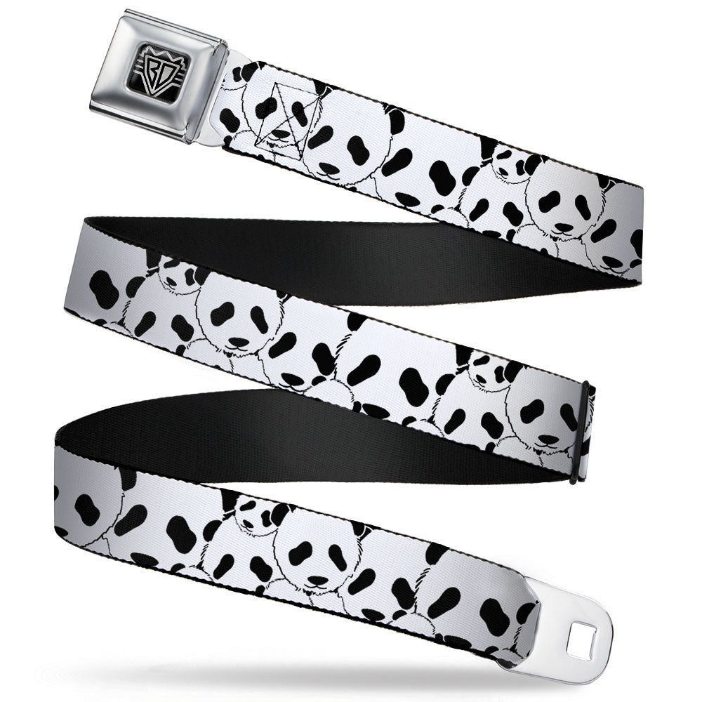 BD Wings Logo CLOSE-UP Full Color Black Silver Seatbelt Belt - Panda Bear Stacked Webbing Seatbelt Belts Buckle-Down