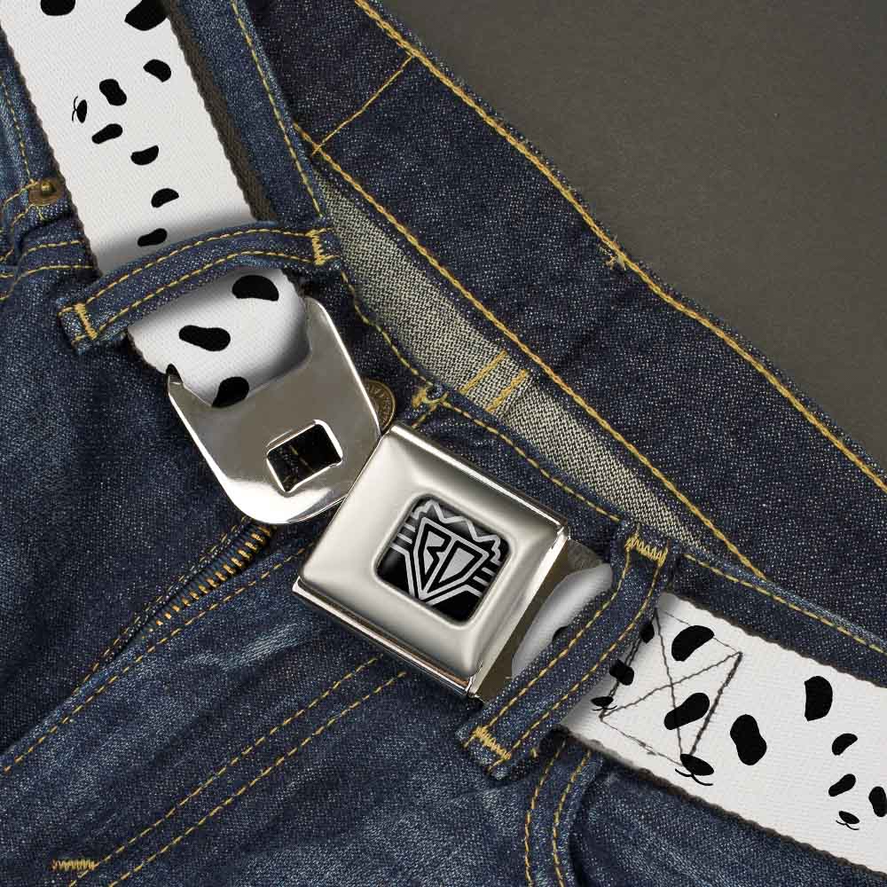 BD Wings Logo CLOSE-UP Full Color Black Silver Seatbelt Belt - Panda Bear Spots Webbing Seatbelt Belts Buckle-Down