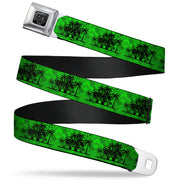 BD Wings Logo CLOSE-UP Full Color Black Silver Seatbelt Belt - Palm Trees/Rings Greens/Blacks Webbing Seatbelt Belts Buckle-Down