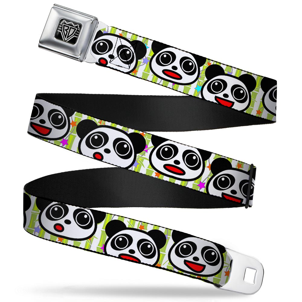 BD Wings Logo CLOSE-UP Full Color Black Silver Seatbelt Belt - Panda Bear Cartoon Bamboo Webbing Seatbelt Belts Buckle-Down