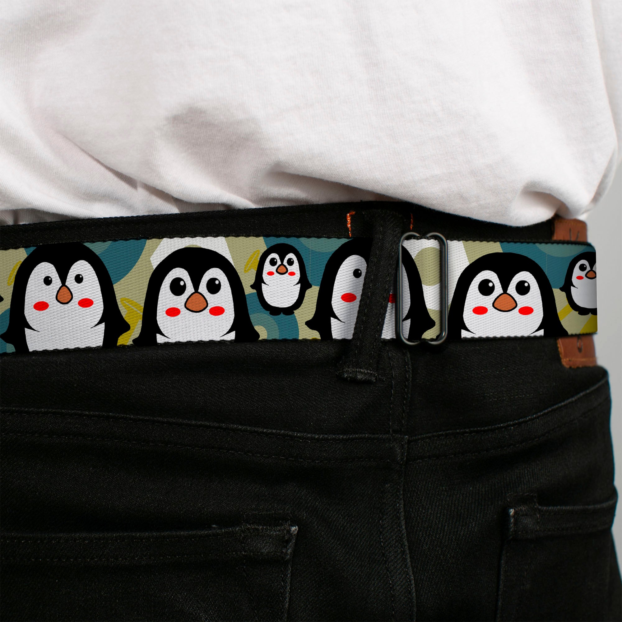 BD Wings Logo CLOSE-UP Full Color Black Silver Seatbelt Belt - Penguin Cartoon Webbing Seatbelt Belts Buckle-Down