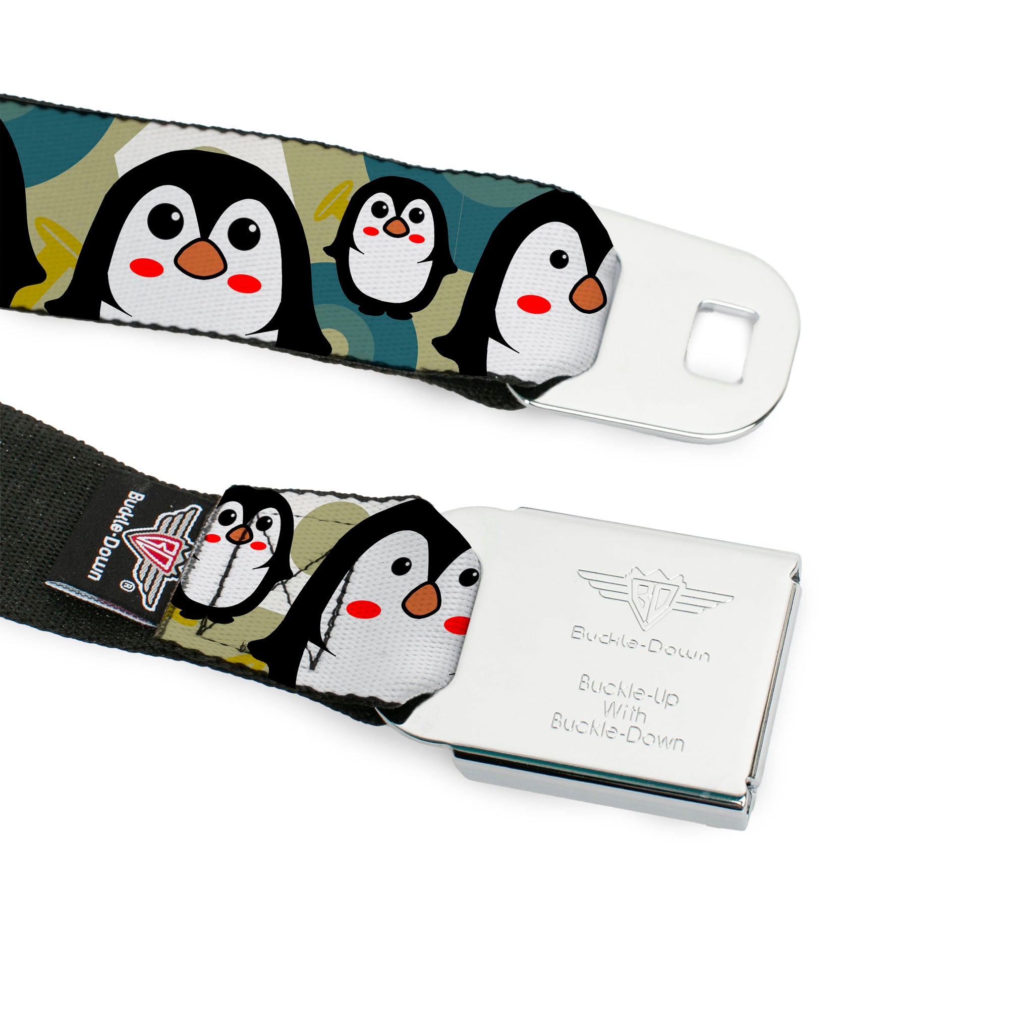 BD Wings Logo CLOSE-UP Full Color Black Silver Seatbelt Belt - Penguin Cartoon Webbing Seatbelt Belts Buckle-Down